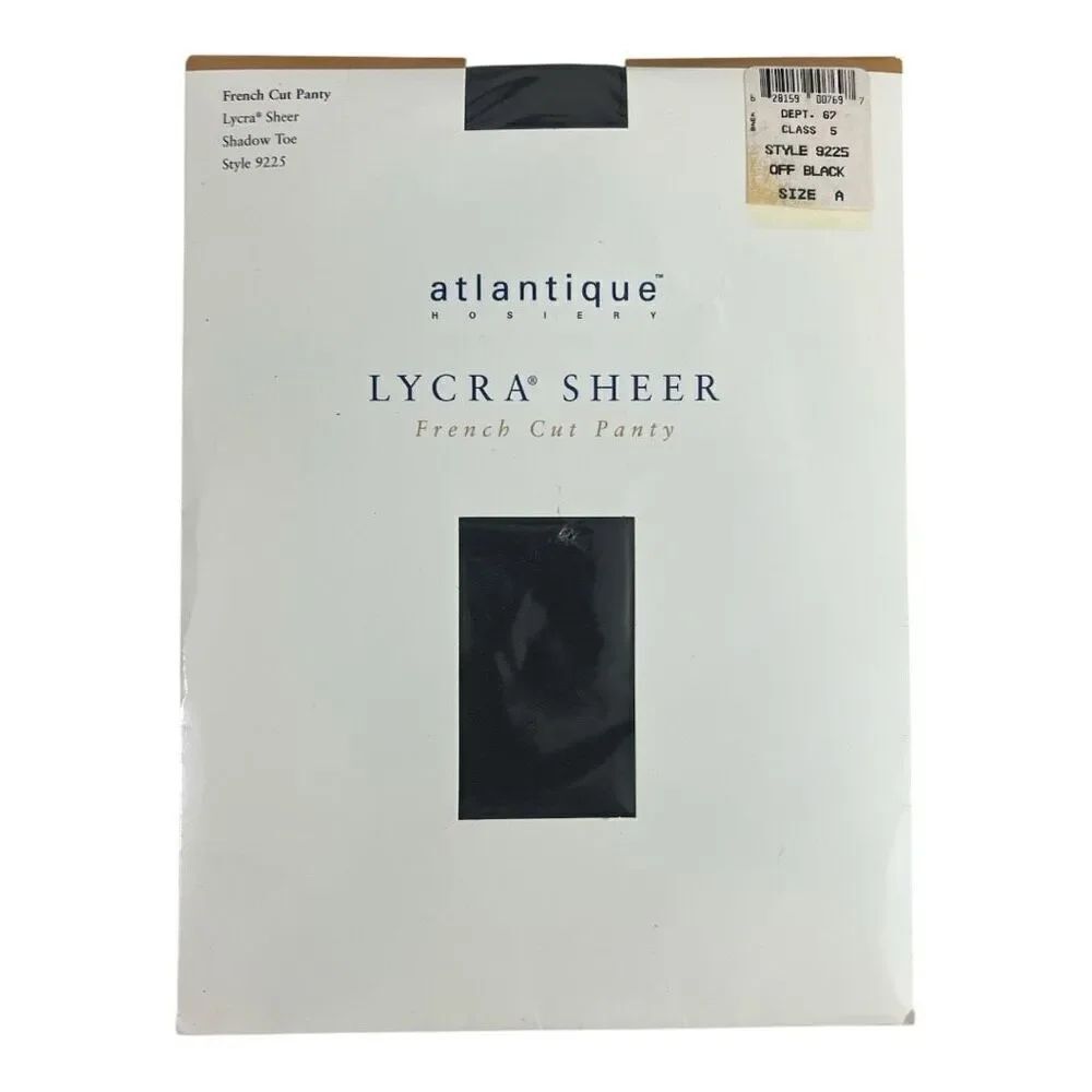 Atlantique Hosiery Off Black French Cut Panty Size A Lycra Sheer Shadow Toe 9225